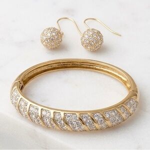 Pavé Crystal Bangle Bracelet - Sparkling Gold Finish